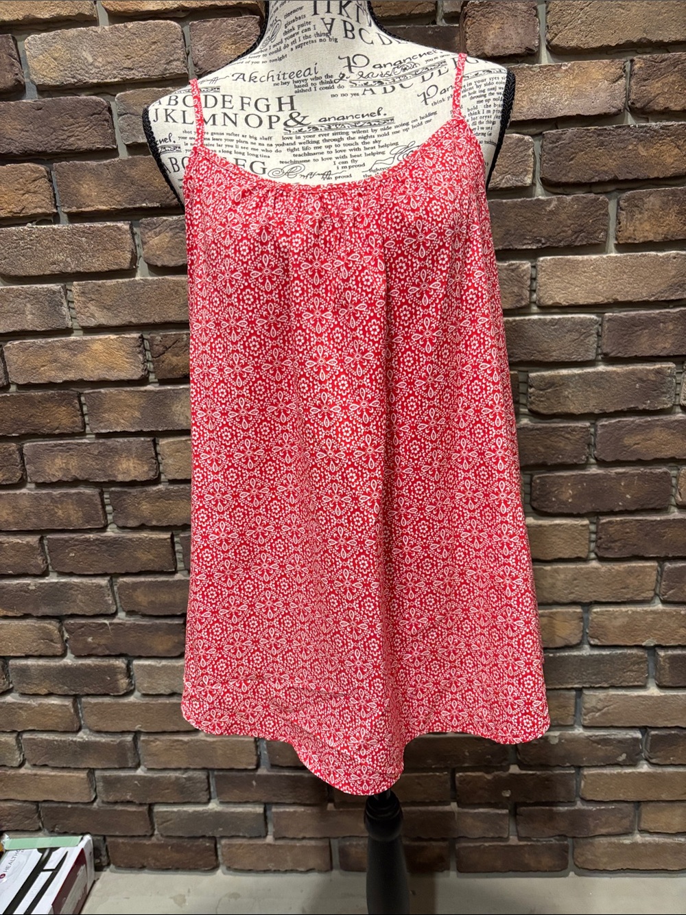 Faded Glory Red Printed Spaghetti-Strap Tank Top